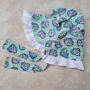 Vintage Feed Sack Prairie Bonnet Oversized Gardening Sunbonnet Neck Drape